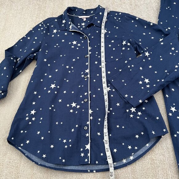 Victoria’s Secret Cotton Flannel Long Sleeve Blue Pajamas Set M Long - Picture 4 of 13